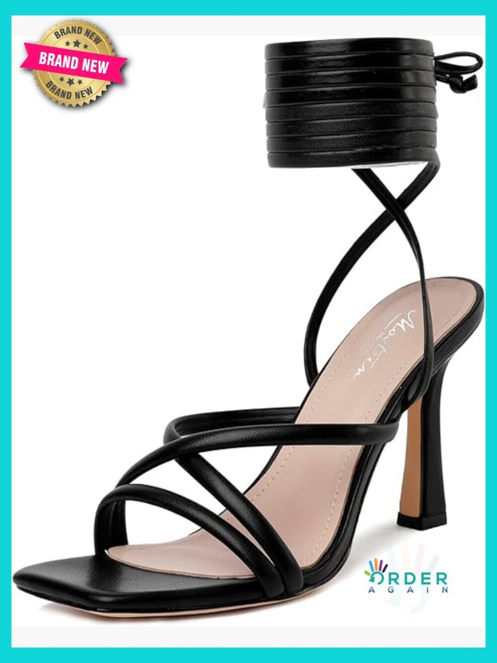 Strappy Lace Up Stiletto Heeled Sandals Square Open Toe Party Prom Wedding